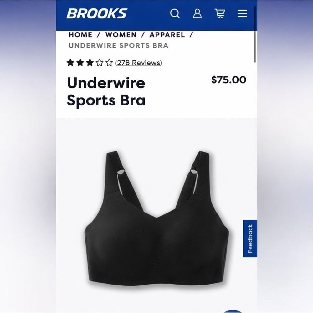 Brooks Black Underwire Sports Bra Size 32E